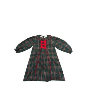 Little Bear Smocks Girls Green Plaid Christmas Holiday Dress Size 5